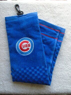 MLB Chicago Cubs Golf Tri-Fold Embroidered Towel With Clip Blue